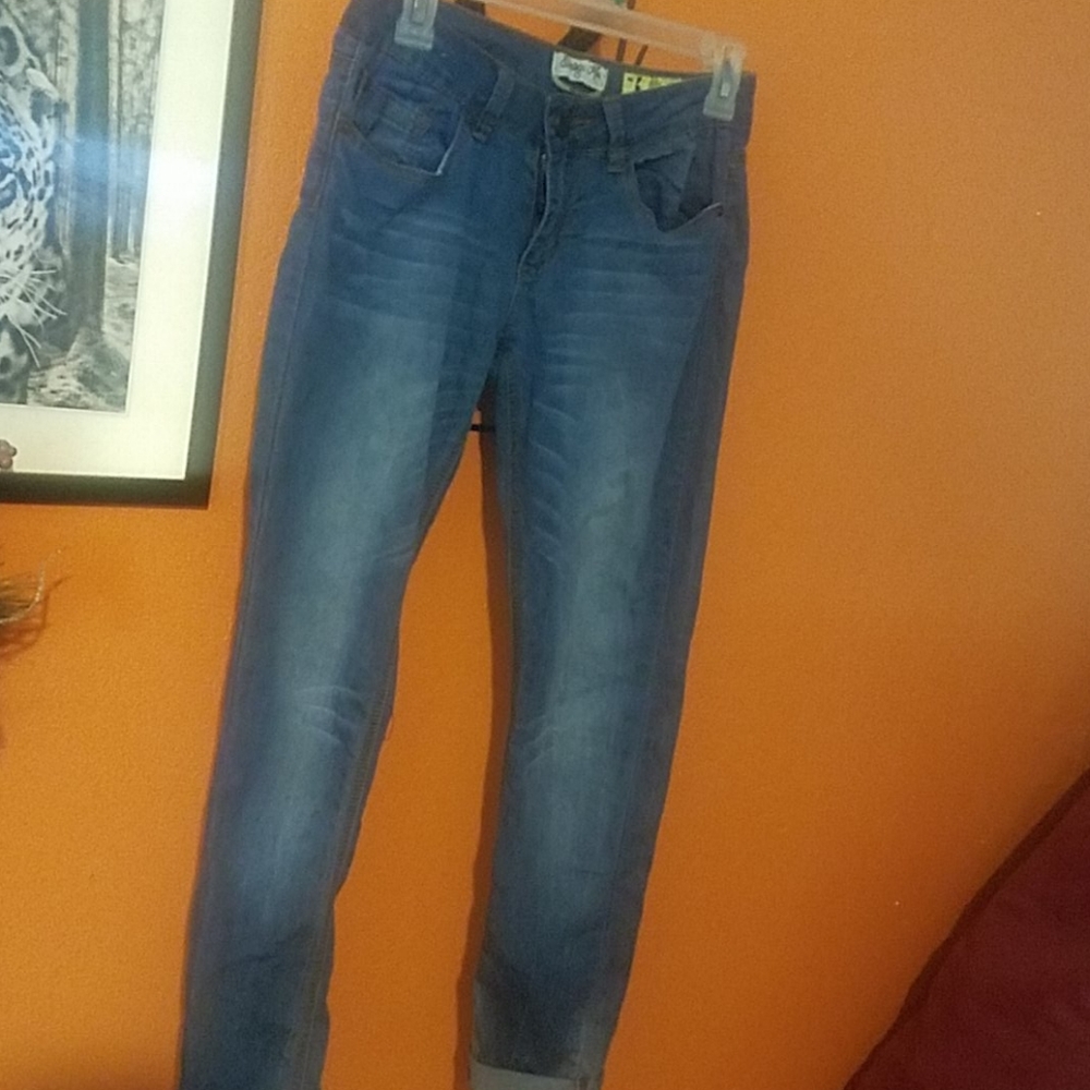 7 for 40 Indigo Rein skinny cropped jeans